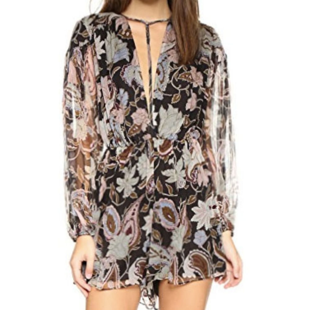 Zimmermann Playsuit Size 0 Black Floral Paisley - Picture 2 of 8